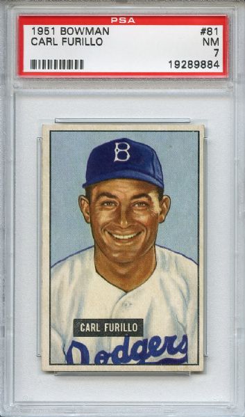 1951 Bowman 81 Carl Furillo PSA NM 7