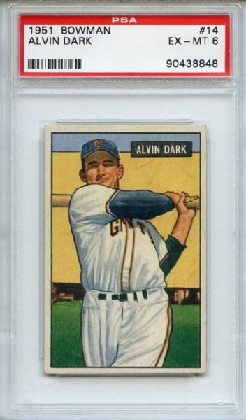 1951 Bowman 14 Alvin Dark PSA EX-MT 6