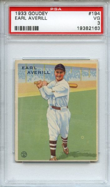 1933 Goudey 194 Earl Averill PSA VG 3