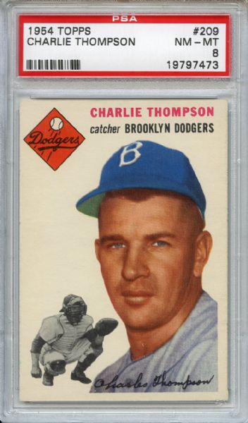1954 Topps 209 Charlie Thompson PSA NM-MT 8