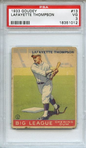 1933 Goudey 13 Lafayette Thompson PSA VG 3