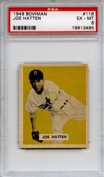 1949 Bowman 116 Joe Hatten PSA EX-MT 6