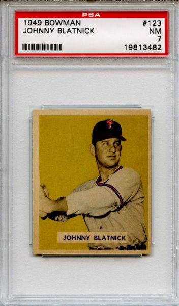 1949 Bowman 123 Johnny Blatnick PSA NM 7