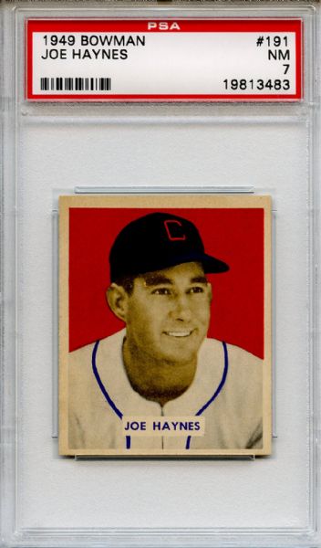 1949 Bowman 191 Joe Haynes PSA NM 7