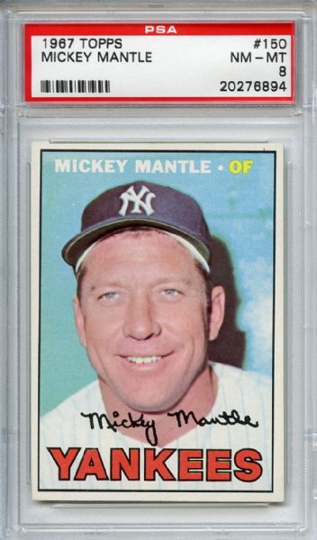 1967 Topps 150 Mickey Mantle PSA NM-MT 8