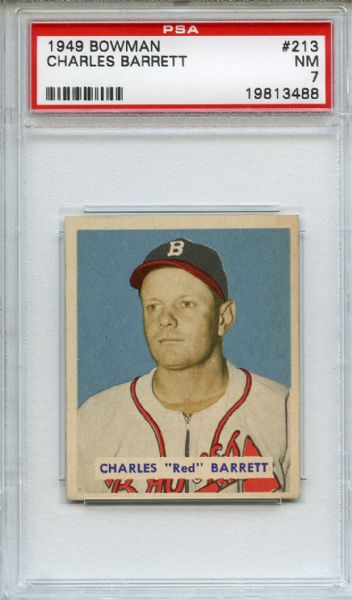 1949 Bowman 213 Charles Barrett PSA NM 7