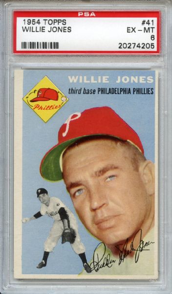 1954 Topps 41 Willie Jones PSA EX-MT 6