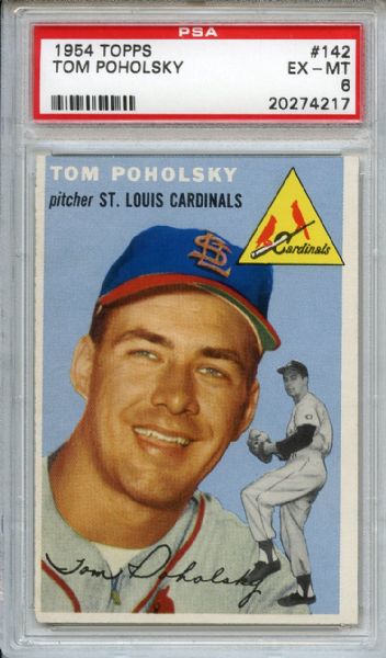 1954 Topps 142 Tom Poholsky PSA EX-MT 6