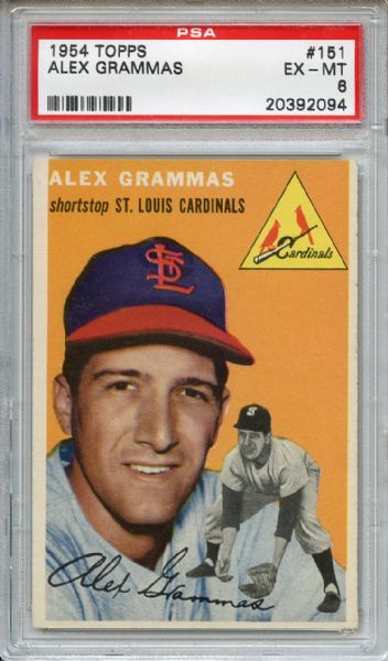 1954 Topps 151 Alex Grammas PSA EX-MT 6