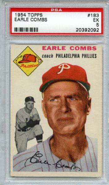 1954 Topps 183 Earle Combs PSA EX 5