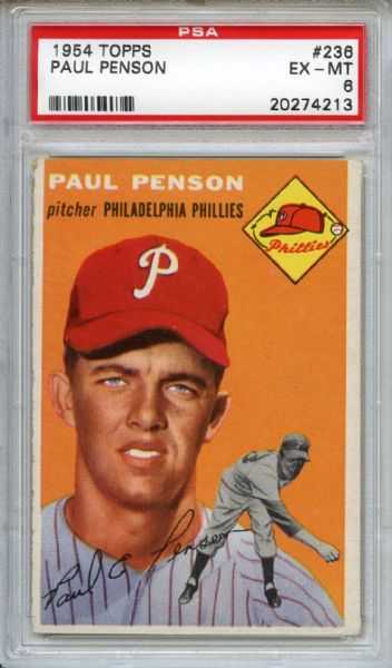 1954 Topps 236 Paul Penson PSA EX-MT 6