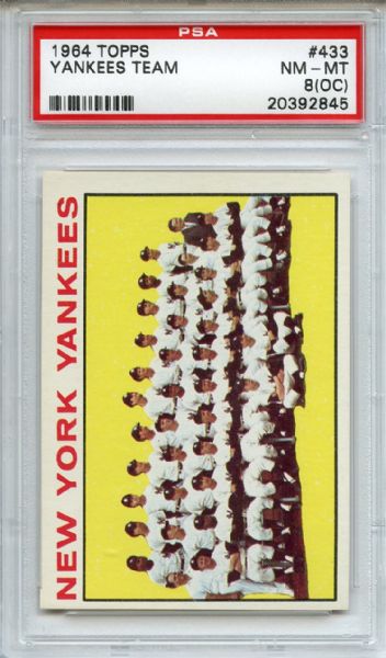 1964 Topps 433 New York Yanees Team PSA NM-MT 8 (OC)