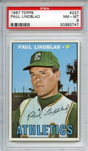 1967 Topps 227 Paul Lindblad PSA NM-MT 8