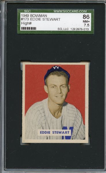 1949 Bowman 173 Eddie Stewart SGC NM+ 86 / 7.5