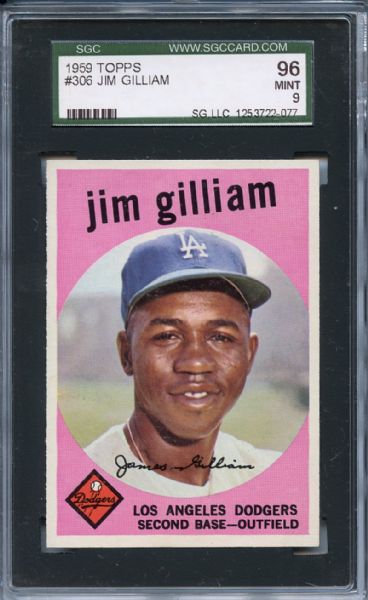 1959 Topps 306 Jim Gilliam SGC MINT 96 / 9