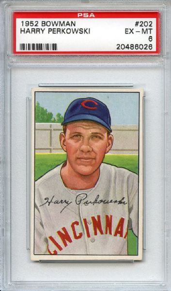 1952 Bowman 202 Harry Perkowski PSA EX-MT 6