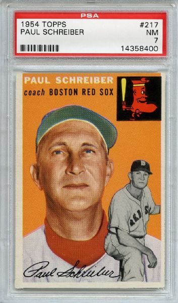 1954 Topps 217 Paul Schreiber PSA NM 7