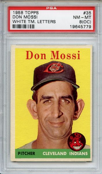 1958 Topps 35 Don Mossi PSA NM-MT 8 (OC)