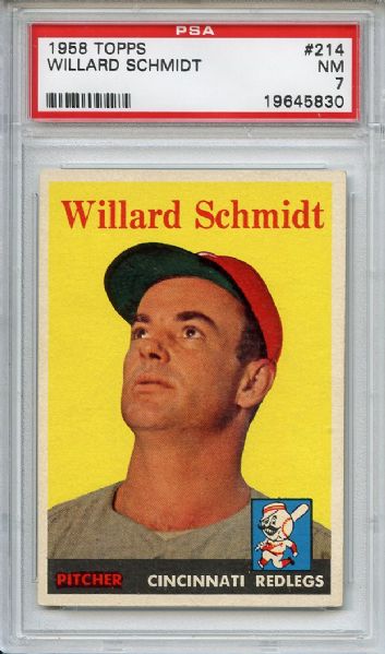 1958 Topps 214 Willard Schmidt PSA NM 7