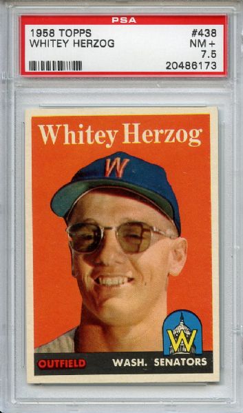 1958 Topps 438 Whitey Herzog PSA NM+ 7.5