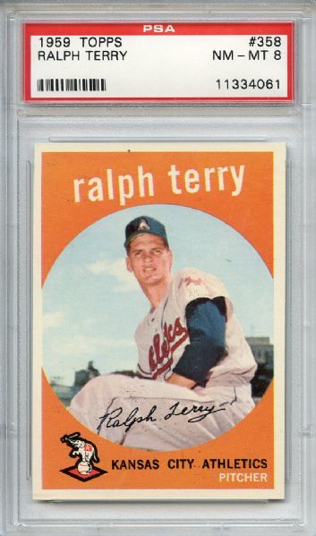 1959 Topps 358 Ralph Terry PSA NM-MT 8