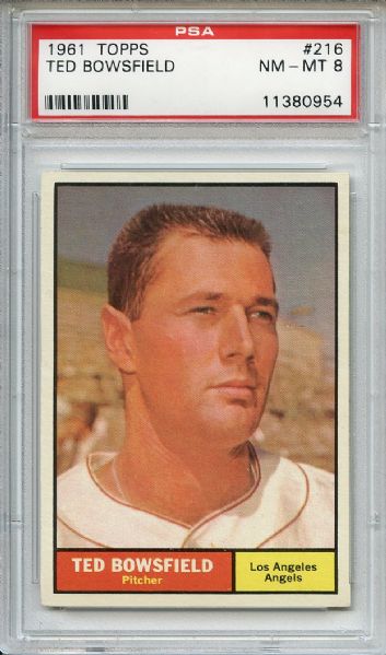 1961 Topps 216 Ted Bowsfield PSA NM-MT 8