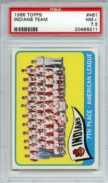 1965 Topps 481 Cleveland Indians Team PSA NM+ 7.5