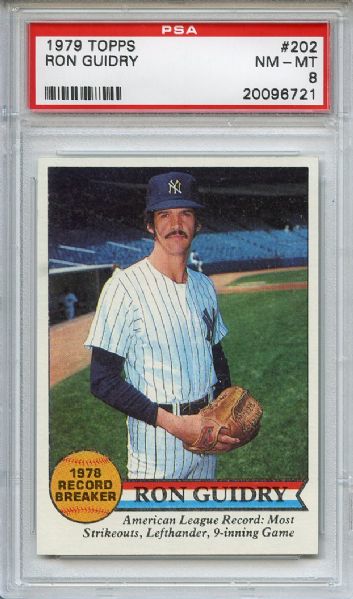 1979 Topps 202 Ron Guidry RB PSA NM-MT 8