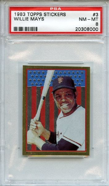 1983 Topps Stickers 3 Willie Mays PSA NM-MT 8