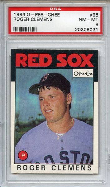 1986 O-Pee-Chee 98 Roger Clemens PSA NM-MT 8