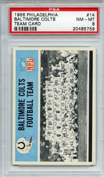 1966 Philadelphia 14 Baltimore Colts Team Card PSA NM-MT 8