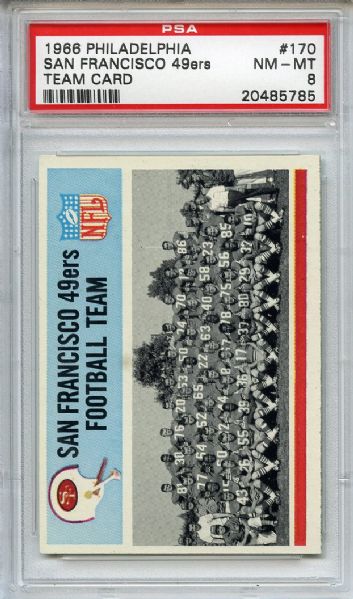 1966 Philadelphia 170 San Francisco 49ers Team Card PSA NM-MT 8
