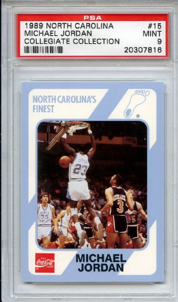 1989 North Carolina 15 Michael Jordan PSA MINT 9