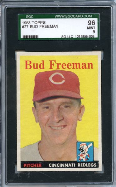 1958 Topps 27 Bud Freeman SGC MINT 96 / 9