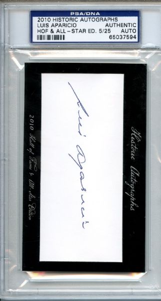 Luis Aparicio Cut Autograph Historic HOF & All Star Ed 5/25 PSA/DNA