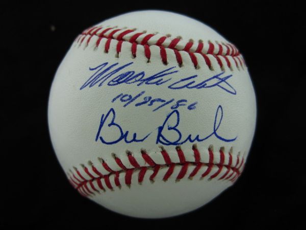 Mookie Wilson & Bill Buckner 10/25/86 Signed OML Baseball JSA COA