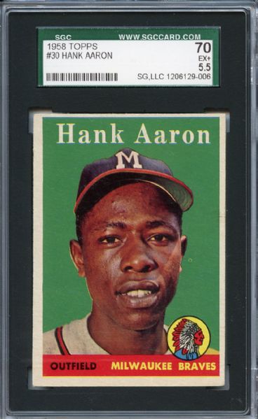 1958 Topps 30 Hank Aaron SGC EX+ 70 / 5.5