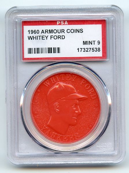 1960 Armour Coins Orange Whitey Ford PSA MINT 9