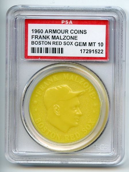1960 Armour Coins Yellow Frank Malzone Boston Red Sox PSA GEM MT 10