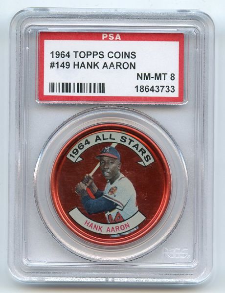 1964 Topps Coins 149 Hank Aaron PSA NM-MT 8