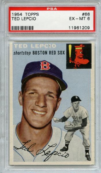 1954 Topps 66 Ted Lepcio PSA EX-MT 6