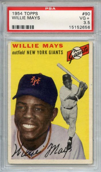 1954 Topps 90 Willie Mays PSA VG+ 3.5
