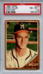 1962 Topps 174 Carl Willey With Cap PSA NM-MT+ 8.5