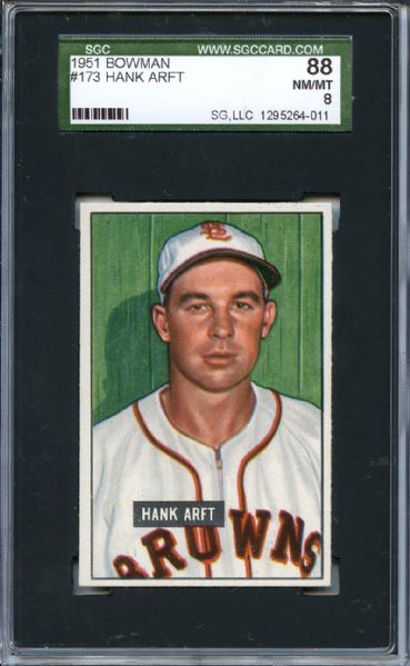 1951 Bowman 173 Hank Arft SGC NM/MT 88 / 8
