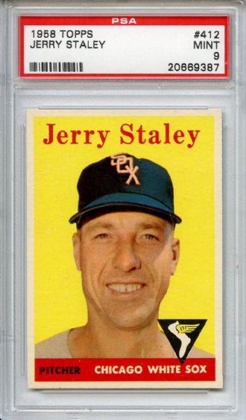 1958 Topps 412 Jerry Staley PSA MINT 9