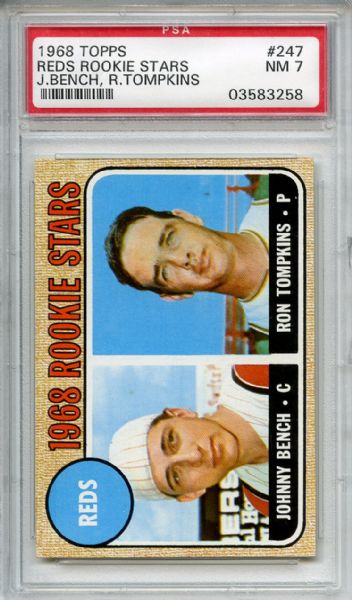 1968 Topps 247 Johnny Bench Rookie PSA NM 7