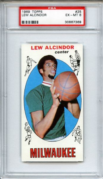 1969 Topps 25 Lew Alcindor Rookie PSA EX-MT 6