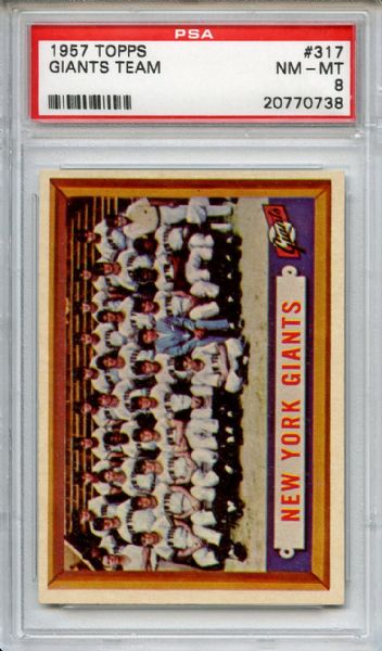 1957 Topps 317 New York Giants Team PSA NM-MT 8