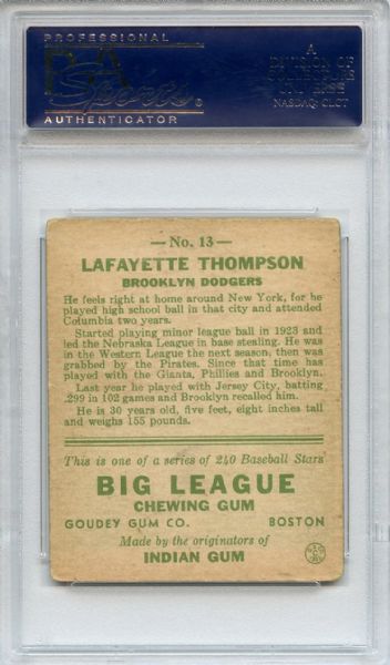 1933 Goudey 13 Lafayette Thompson PSA VG+ 3.5