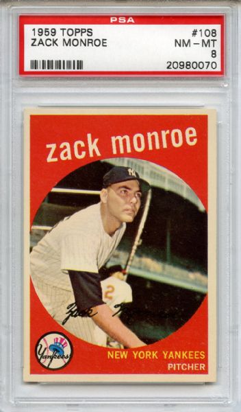 1959 Topps 108 Zack Monroe PSA NM-MT 8